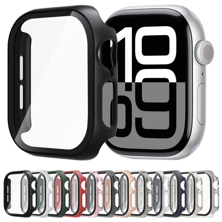 For Apple Watch Series 10 46mm Tempered Glass Film Integrated PC Watch Case(Green) - Watch Cases by PMC TechLife | Online Shopping South Africa | PMC TechLife | Buy Now Pay Later Mobicred