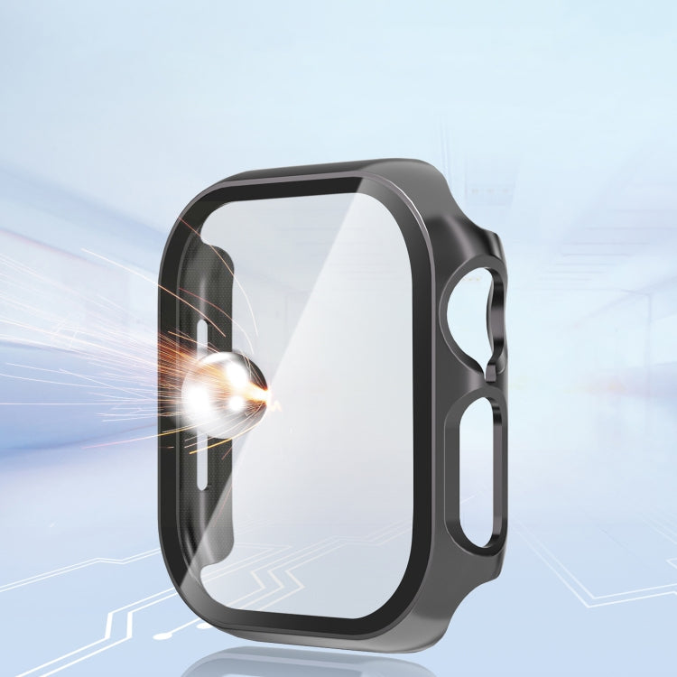 For Apple Watch Series 10 46mm Tempered Glass Film Integrated PC Watch Case(White) - Watch Cases by PMC TechLife | Online Shopping South Africa | PMC TechLife | Buy Now Pay Later Mobicred