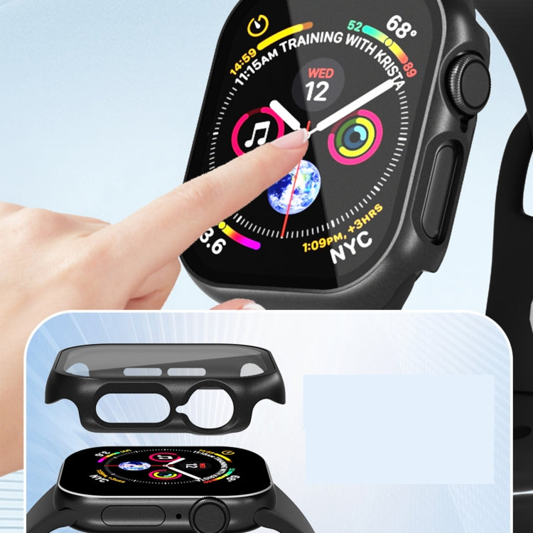 For Apple Watch Series 10 46mm Tempered Glass Film Integrated PC Watch Case(White) - Watch Cases by PMC TechLife | Online Shopping South Africa | PMC TechLife | Buy Now Pay Later Mobicred