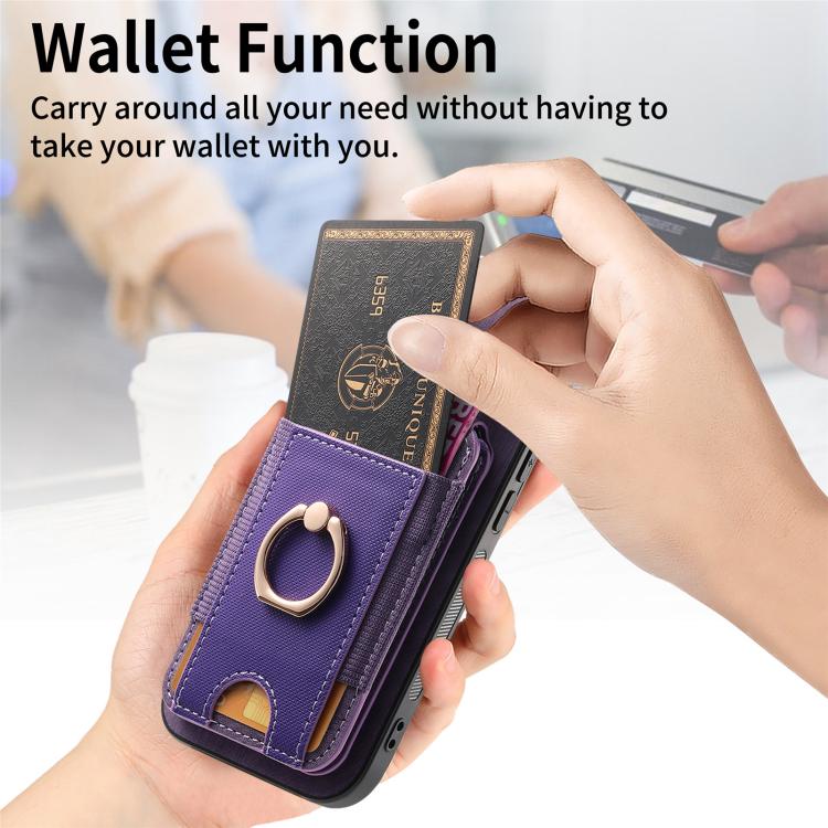 For iPhone 16e Retro Splitable Magnetic Stand Card Bag Leather Phone Case(Purple) - iPhone 16e Cases by PMC TechLife | Online Shopping South Africa | PMC TechLife | Buy Now Pay Later Mobicred