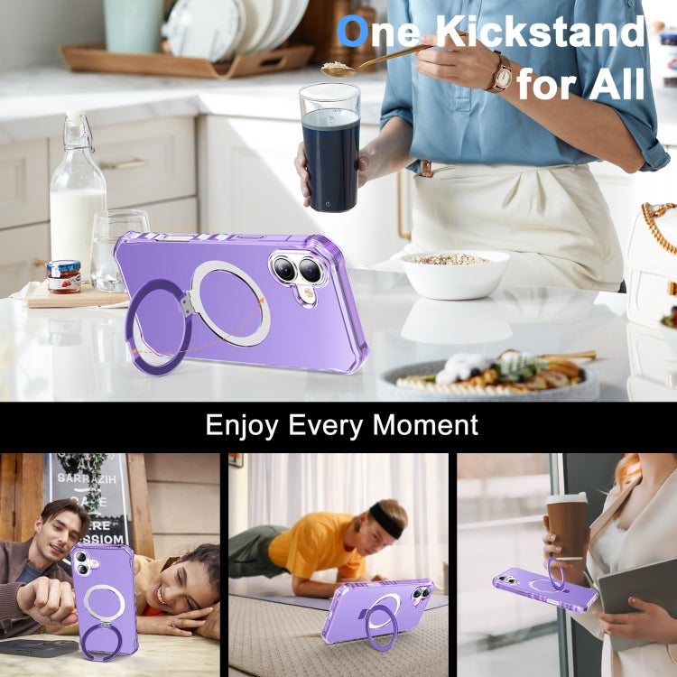 For iPhone 16 Plus Solid Color Wave MagSafe Holder Phone Case(Purple) - free shipping - PMC Jewellery - Order now!