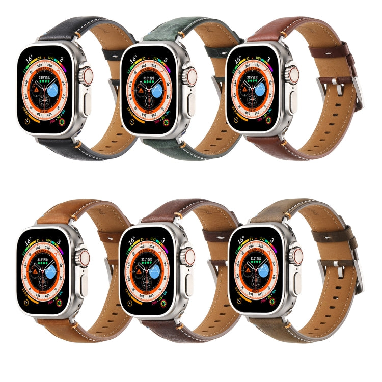 Stitched Genuine Leather Watch Band For Apple Watch 42mm / 41mm / 40mm / 38mm(Frosted Brown) - Watch Bands by PMC TechLife | Online Shopping South Africa | PMC TechLife | Buy Now Pay Later Mobicred