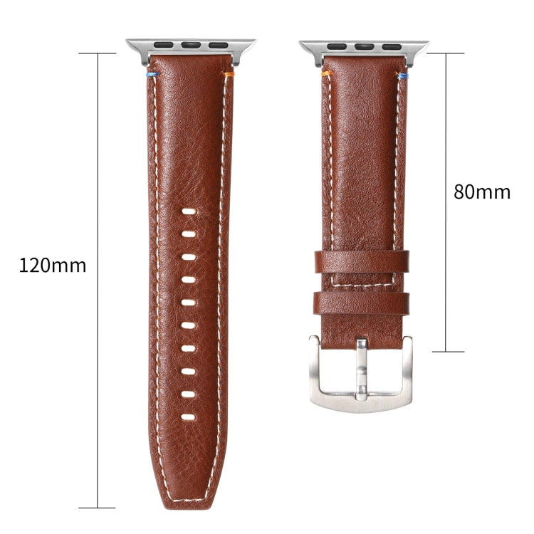 Stitched Genuine Leather Watch Band For Apple Watch 46mm / 49mm / 45mm / 44mm(Frosted Brown) - Watch Bands by PMC TechLife | Online Shopping South Africa | PMC TechLife | Buy Now Pay Later Mobicred