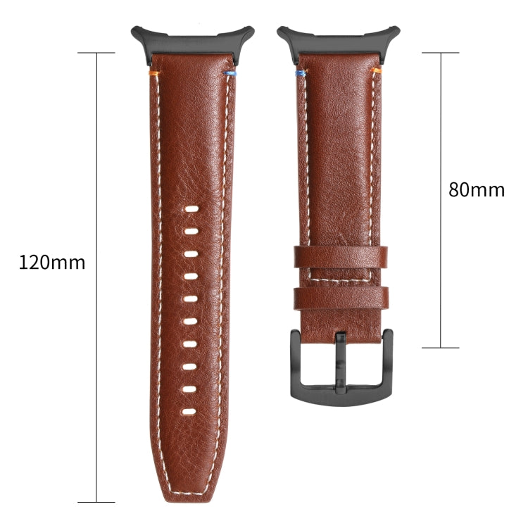 For Samsung Galaxy Watch Ultra 47mm Stitched Black Buckle Genuine Leather Watch Band(Frosted Green) - Watch Bands by PMC TechLife | Online Shopping South Africa | PMC TechLife | Buy Now Pay Later Mobicred