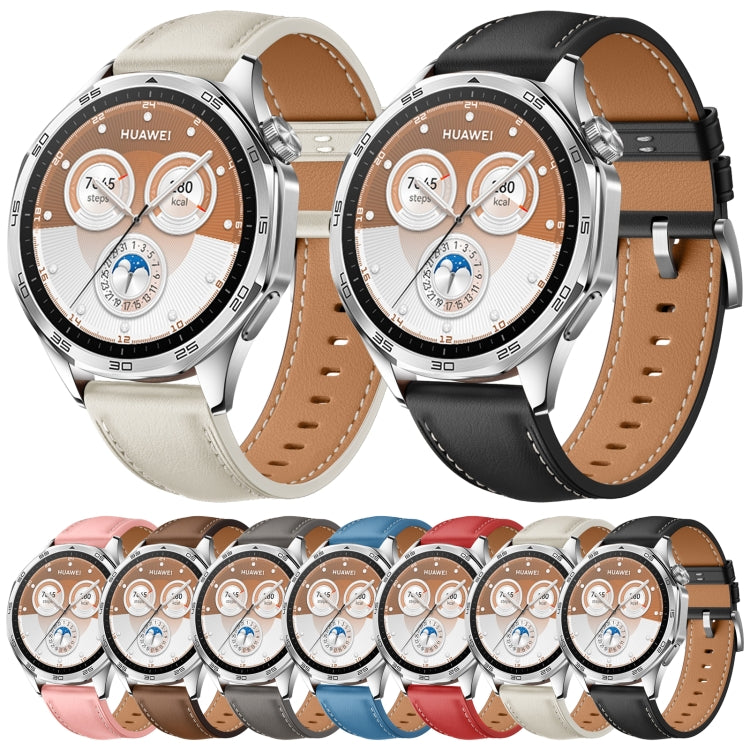 For Huawei Watch GT 5 Pro 46mm Silver Buckle Genuine Leather Watch Band(Gray) - free shipping - PMC TechLife - Order now!