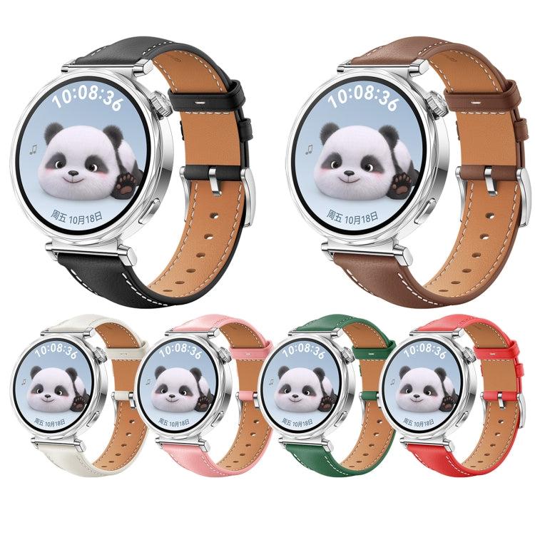 For Huawei Watch GT 5 41mm Women Silver Buckle Genuine Leather Watch Band(Creamy White) - free shipping - PMC TechLife - Order now!