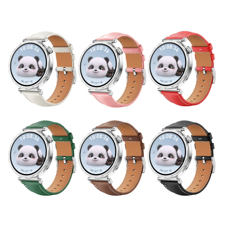 For Huawei Watch GT 5 41mm Women Silver Buckle Genuine Leather Watch Band(Red) - free shipping - PMC TechLife - Order now!