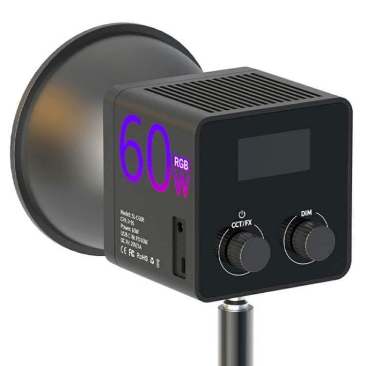 C60R 60W RGB Stage Lamp Professional Video Photography COB Fill Light With 8 Batteries, Plug:UK Plug - Selfie Light by PMC TechLife | Online Shopping South Africa | PMC TechLife | Buy Now Pay Later Mobicred