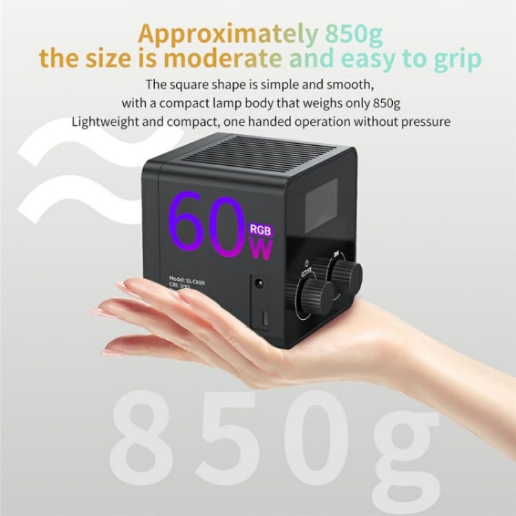 C60R 60W RGB Stage Lamp Professional Video Photography COB Fill Light With 8 Batteries, Plug:UK Plug - Selfie Light by PMC TechLife | Online Shopping South Africa | PMC TechLife | Buy Now Pay Later Mobicred