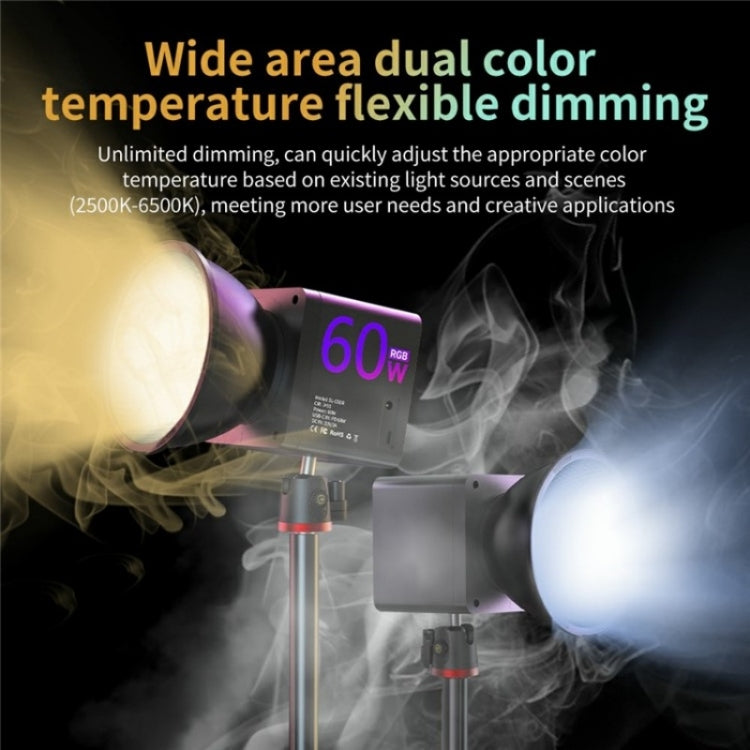 C60R 60W RGB Stage Lamp Professional Video Photography COB Fill Light With 8 Batteries, Plug:UK Plug - Selfie Light by PMC TechLife | Online Shopping South Africa | PMC TechLife | Buy Now Pay Later Mobicred