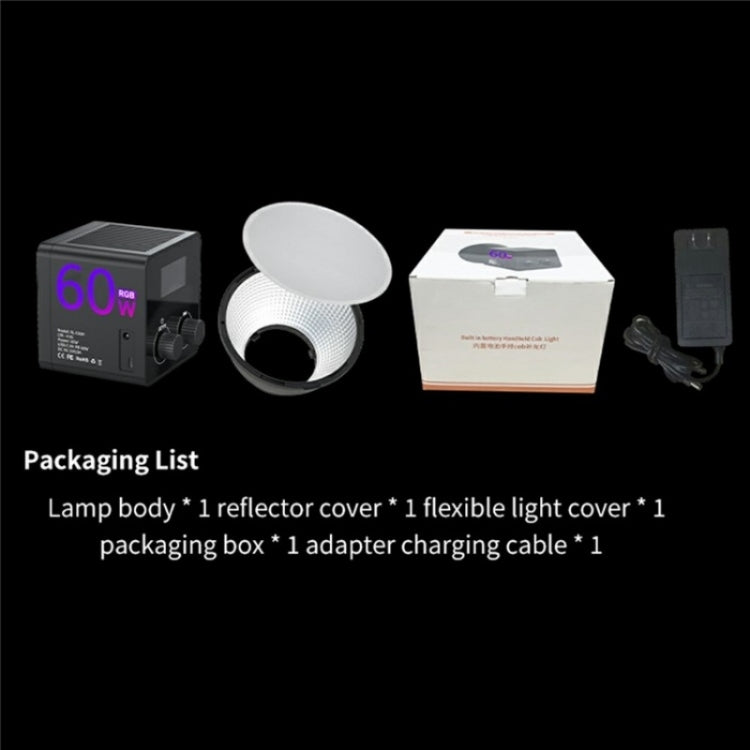 C60R 60W RGB Stage Lamp Professional Video Photography COB Fill Light With 8 Batteries, Plug:UK Plug - Selfie Light by PMC TechLife | Online Shopping South Africa | PMC TechLife | Buy Now Pay Later Mobicred