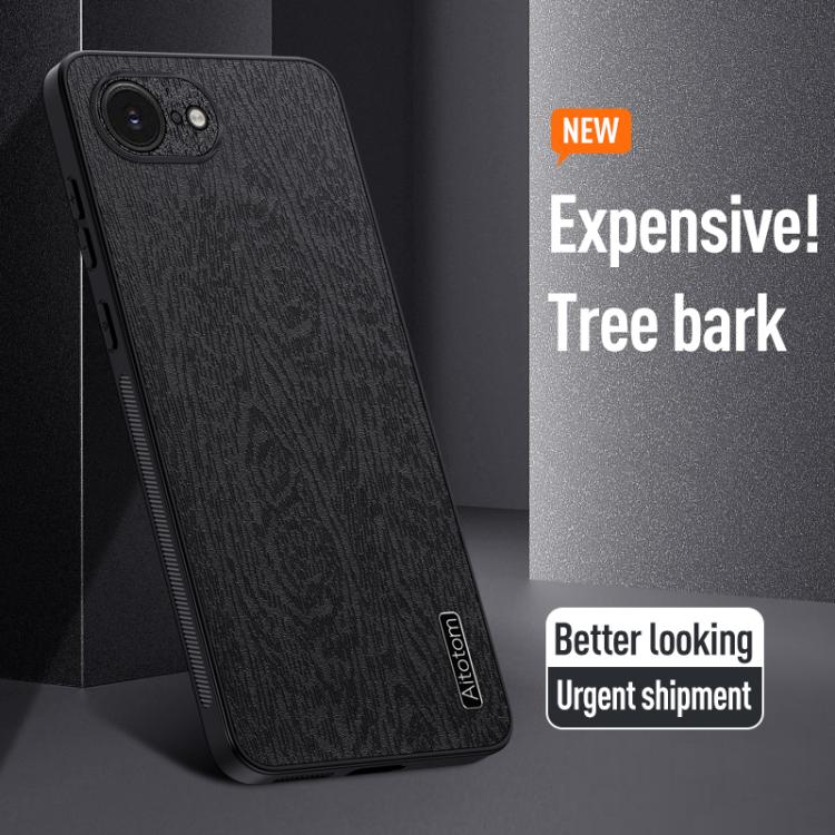 For iPhone 16e Tree Bark Leather Shockproof Phone Case(Grey) - iPhone 16e Cases by PMC TechLife | Online Shopping South Africa | PMC TechLife | Buy Now Pay Later Mobicred