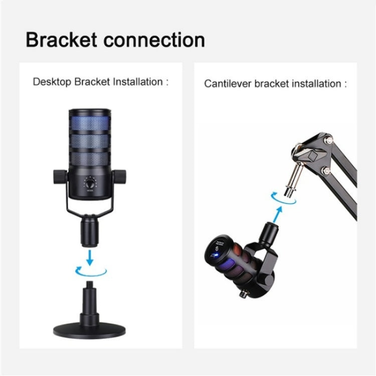 PDO RGB Light Live Streaming Gaming Desktop Noise Reduction Microphone - Microphone by PMC TechLife | Online Shopping South Africa | PMC TechLife | Buy Now Pay Later Mobicred