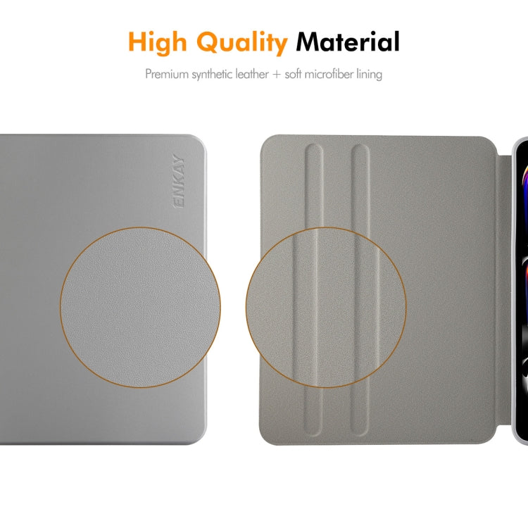 For iPad Pro 13 2024 ENKAY 360 Rotation TPU Leather Smart Tablet Case with Pen Slot(Grey) - free shipping - PMc TechLife - Order now!
