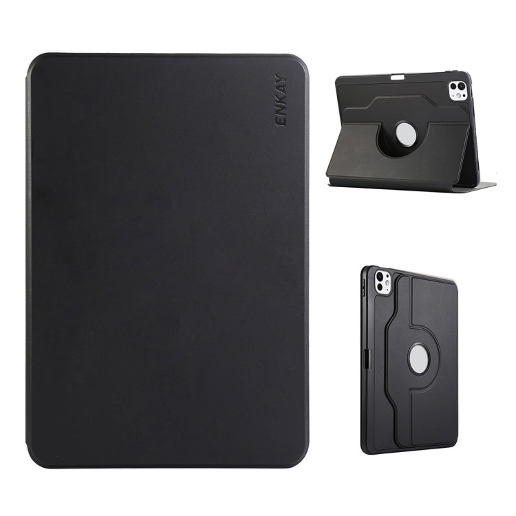For iPad Air 11 2024 / 2025 / Air 10.9 2022 ENKAY 360 Rotation TPU Leather Smart Tablet Case with Pen Slot(Black) - free shipping - PMc TechLife - Order now!