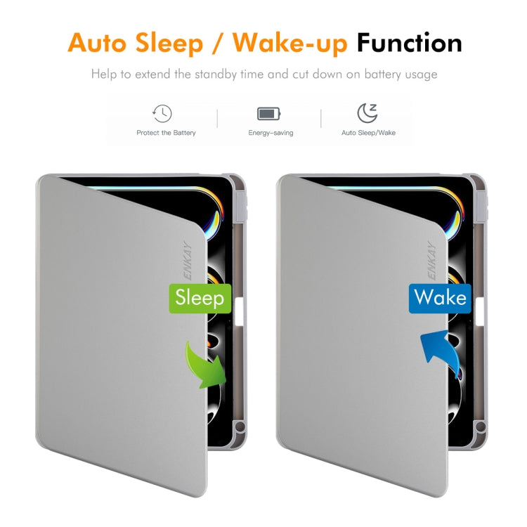 For iPad Air 11 2024 / 2025 / Air 10.9 2022 ENKAY 360 Rotation TPU Leather Smart Tablet Case with Pen Slot(Beige) - free shipping - PMc TechLife - Order now!