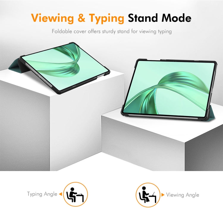 For Honor Pad X8a 11 ENKAY Tri-fold Custer Texture Leather Protective Tablet Case(Grey) - Honor by ENKAY | Online Shopping South Africa | PMC TechLife | Buy Now Pay Later Mobicred