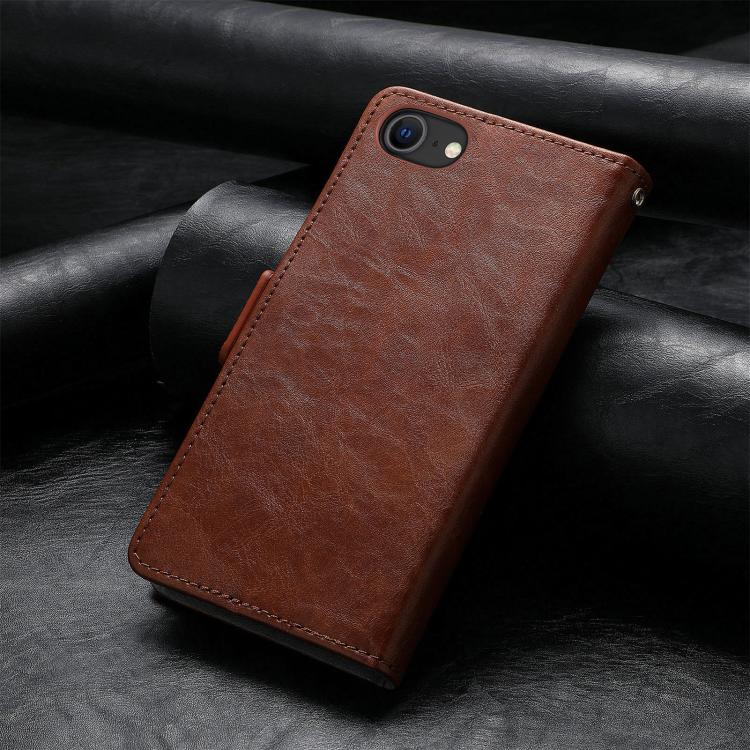 For iPhone 16e CaseNeo Splicing Dual Magnetic Buckle Leather Phone Case(Brown) - iPhone 16e Cases by PMC TechLife | Online Shopping South Africa | PMC TechLife | Buy Now Pay Later Mobicred