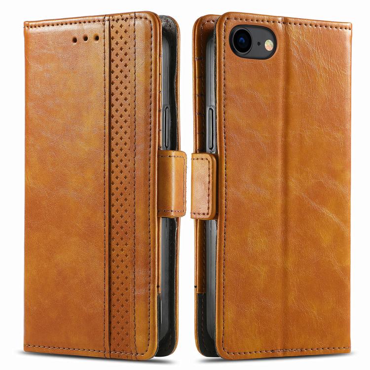 For iPhone 16e CaseNeo Splicing Dual Magnetic Buckle Leather Phone Case(Khaki) - iPhone 16e Cases by PMC TechLife | Online Shopping South Africa | PMC TechLife | Buy Now Pay Later Mobicred