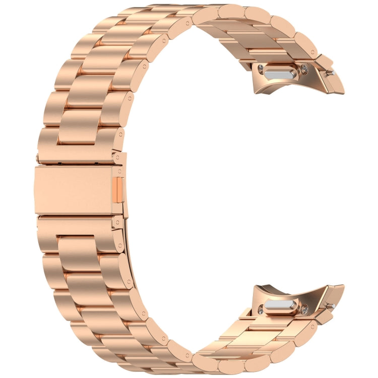 For Samsung Galaxy Watch 6  40 / 44mm Three Beads Button Quick Release Metal Watch Band(Rose Gold) - free shipping - PMC TechLife - Order now!