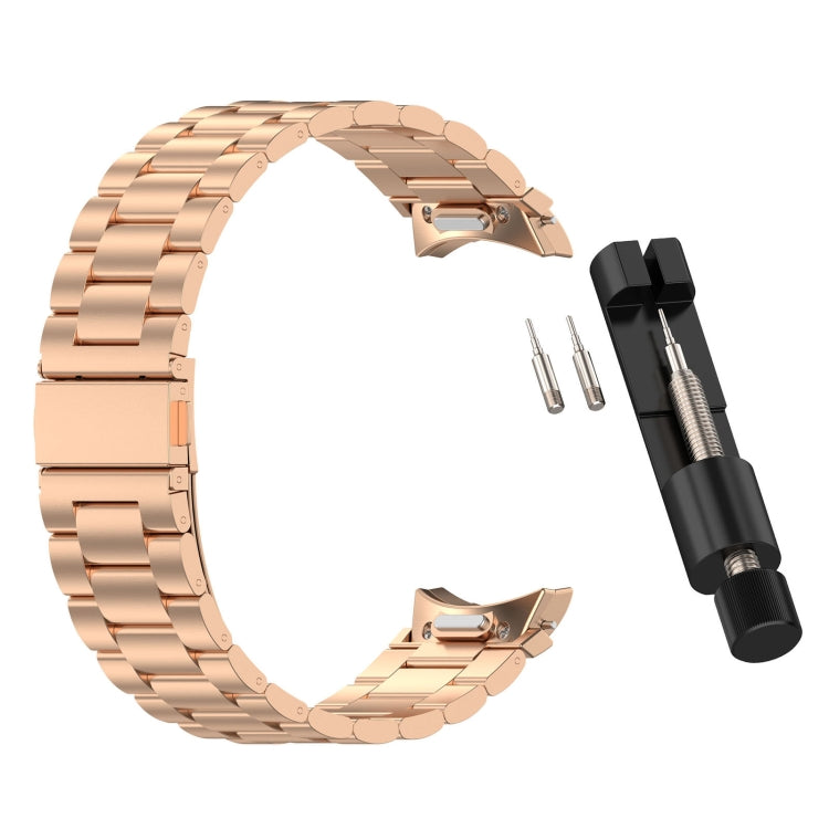 For Samsung Galaxy Watch 6 Classic 43 / 47mm Three Beads Button Quick Release Metal Watch Band(Rose Gold) - free shipping - PMC TechLife - Order now!