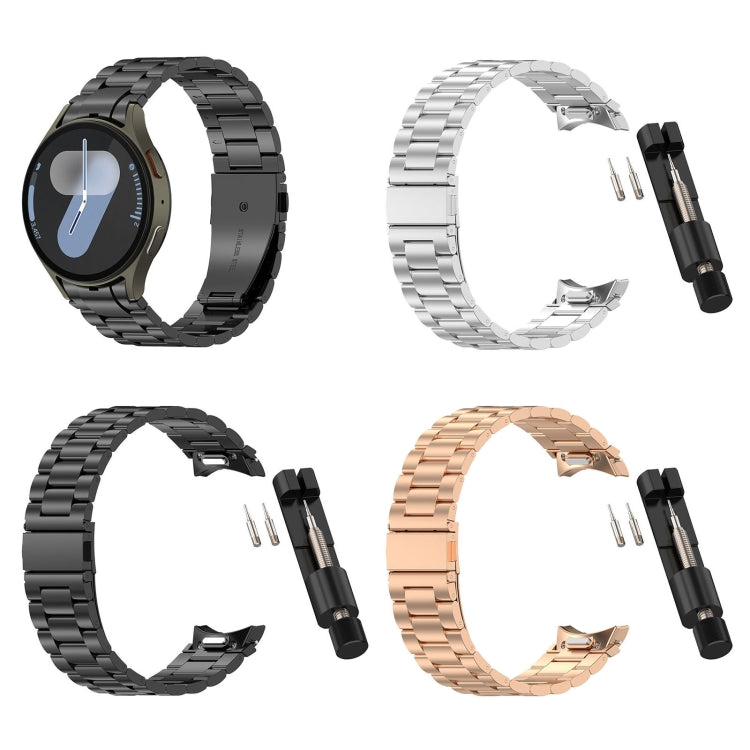 For Samsung Galaxy Watch 5 40 / 44mm Three Beads Button Quick Release Metal Watch Band(Rose Gold) - free shipping - PMC TechLife - Order now!