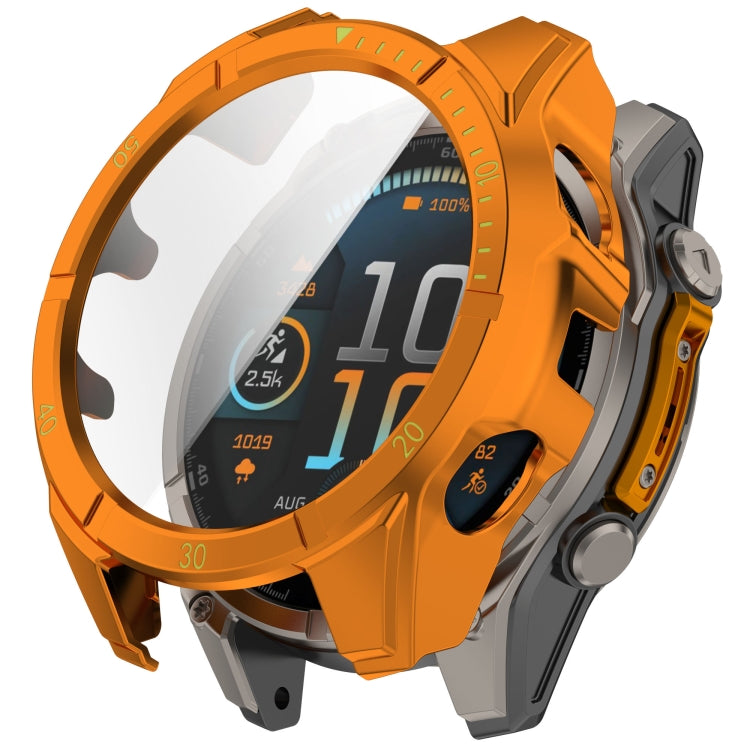 For Garmin Fenix 8 AMOLED 51mm Tempered Glass Film Integrated PC Watch Case(Orange Green) - free shipping - PMC TechLife - Order now!