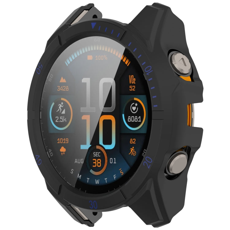 For Garmin Fenix 8 AMOLED 51mm Tempered Glass Film Integrated PC Watch Case(Black Blue) - free shipping - PMC TechLife - Order now!