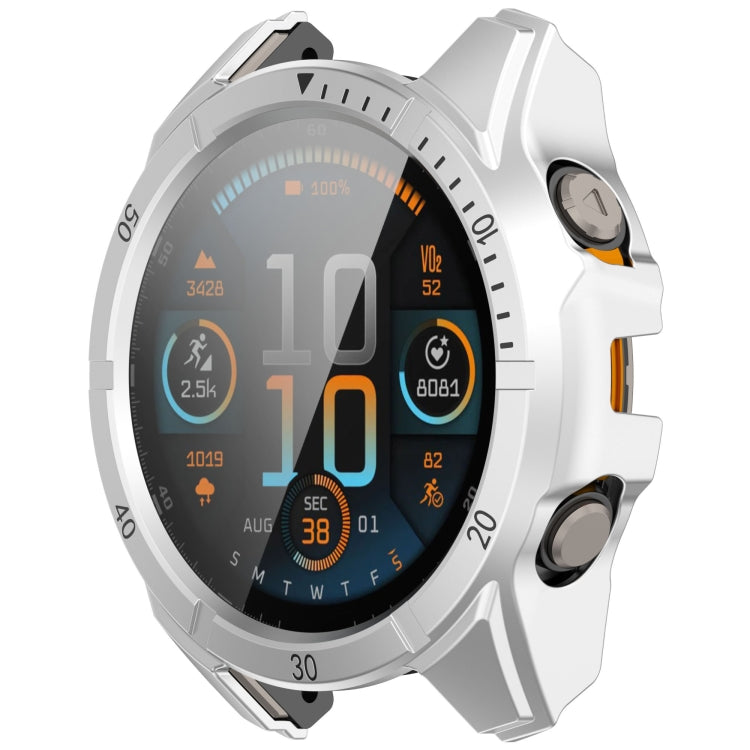 For Garmin Fenix 8 AMOLED 51mm Tempered Glass Film Integrated PC Watch Case(Silver Black) - free shipping - PMC TechLife - Order now!