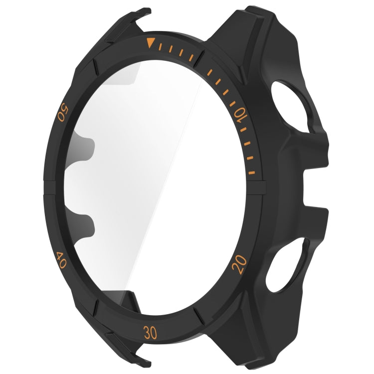 For Garmin Fenix 8 AMOLED 47mm Tempered Glass Film Integrated PC Watch Case(Black Orange) - free shipping - PMC TechLife - Order now!
