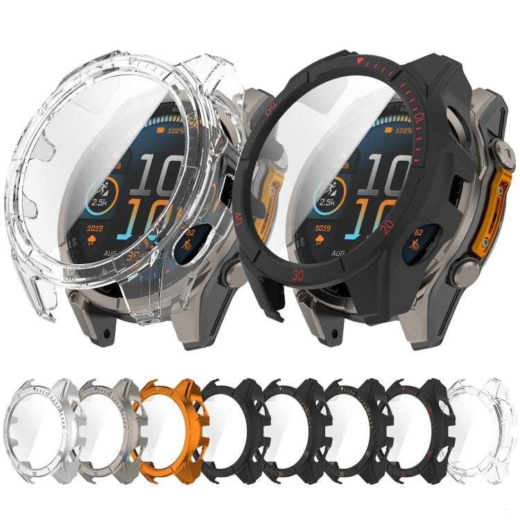 For Garmin Fenix 8 AMOLED 47mm Tempered Glass Film Integrated PC Watch Case(Black Red) - free shipping - PMC TechLife - Order now!