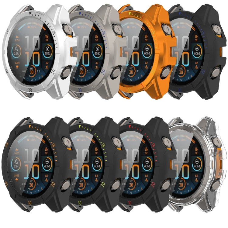 For Garmin Fenix 8 AMOLED 51mm Tempered Glass Film Integrated PC Watch Case(Orange Green) - free shipping - PMC TechLife - Order now!