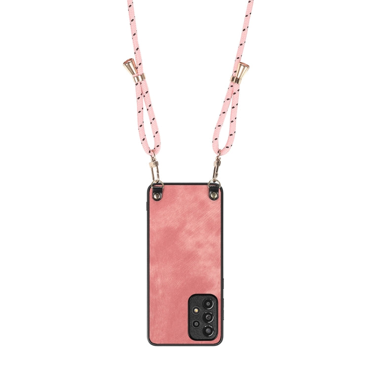 For Samsung Galaxy S25 5G Vintage Leather PC Back Cover Phone Case with Crossbody Strap(Pink) - Galaxy S25 5G Cases by PMC Jewellery | Online Shopping South Africa | PMC Jewellery | Buy Now Pay Later Mobicred