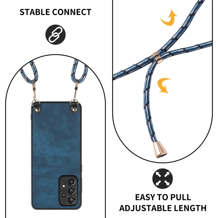 For Samsung Galaxy S25 5G Vintage Leather PC Back Cover Phone Case with Crossbody Strap(Blue) - Galaxy S25 5G Cases by PMC Jewellery | Online Shopping South Africa | PMC Jewellery | Buy Now Pay Later Mobicred