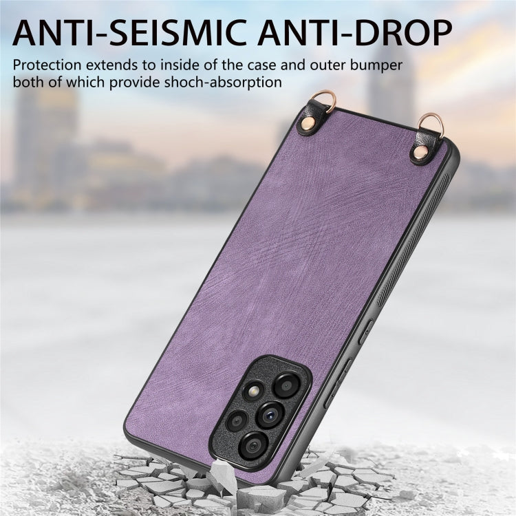 For Samsung Galaxy S25 5G Vintage Leather PC Back Cover Phone Case with Crossbody Strap(Purple) - Galaxy S25 5G Cases by PMC Jewellery | Online Shopping South Africa | PMC Jewellery | Buy Now Pay Later Mobicred