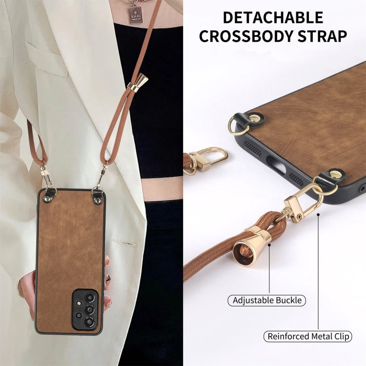 For Samsung Galaxy S25 5G Vintage Leather PC Back Cover Phone Case with Crossbody Strap(Brown) - Galaxy S25 5G Cases by PMC Jewellery | Online Shopping South Africa | PMC Jewellery | Buy Now Pay Later Mobicred