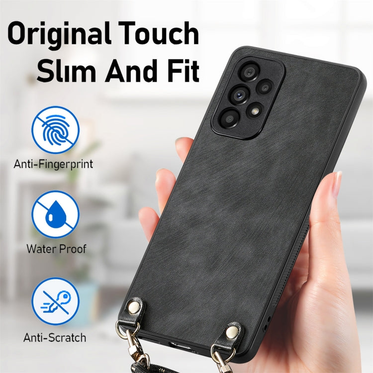 For Samsung Galaxy S25+ 5G Vintage Leather PC Back Cover Phone Case with Crossbody Strap(Black) - Galaxy S25+ 5G Cases by PMC Jewellery | Online Shopping South Africa | PMC Jewellery | Buy Now Pay Later Mobicred