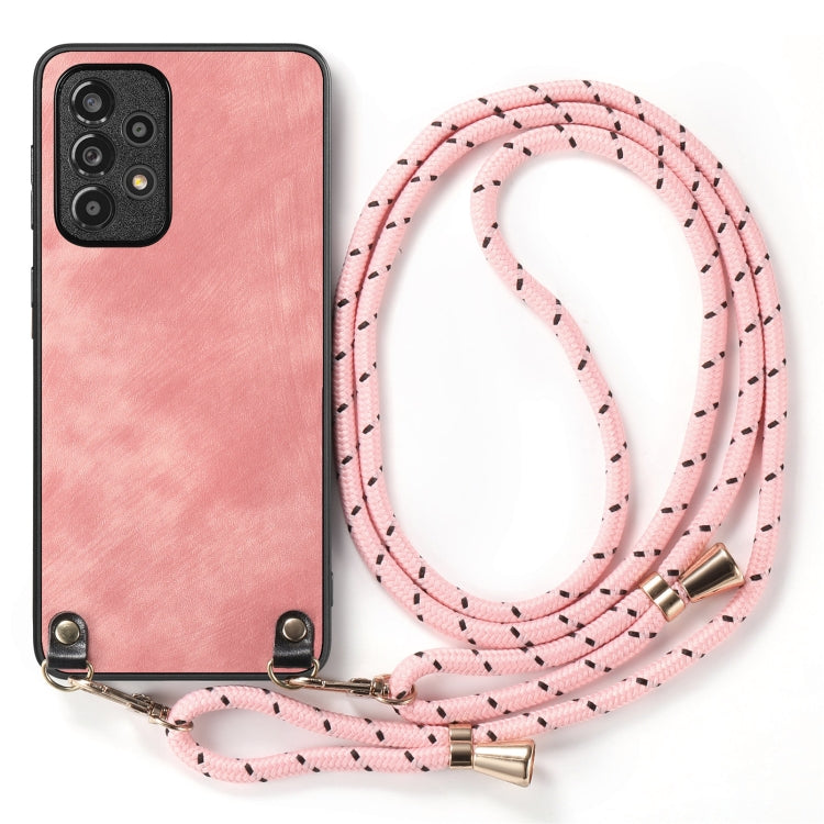For Samsung Galaxy S25+ 5G Vintage Leather PC Back Cover Phone Case with Crossbody Strap(Pink) - Galaxy S25+ 5G Cases by PMC Jewellery | Online Shopping South Africa | PMC Jewellery | Buy Now Pay Later Mobicred
