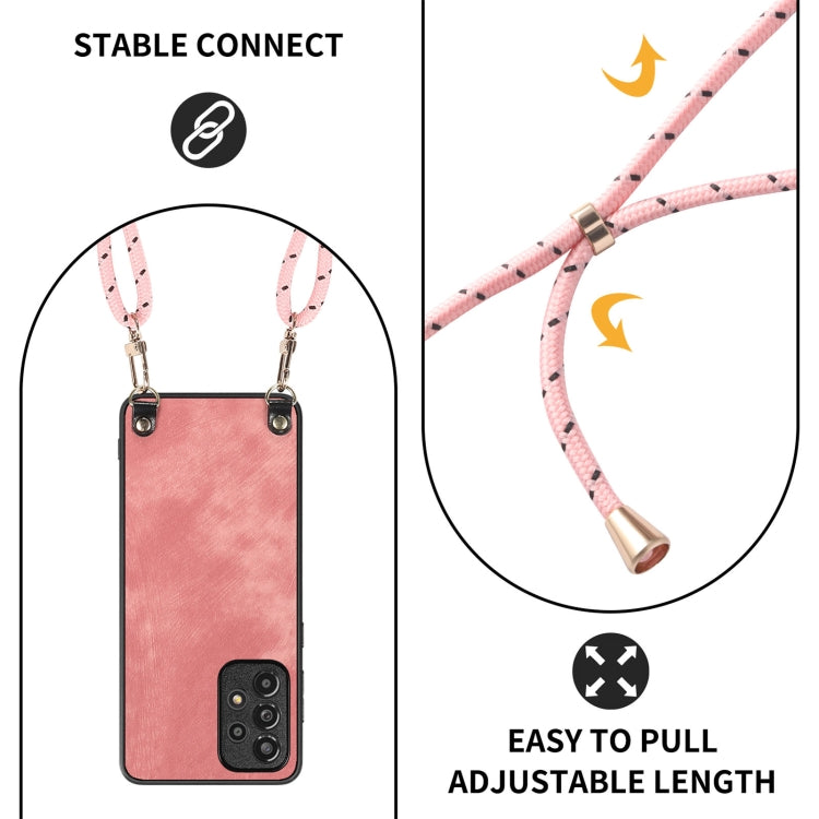 For Samsung Galaxy S25+ 5G Vintage Leather PC Back Cover Phone Case with Crossbody Strap(Pink) - Galaxy S25+ 5G Cases by PMC Jewellery | Online Shopping South Africa | PMC Jewellery | Buy Now Pay Later Mobicred