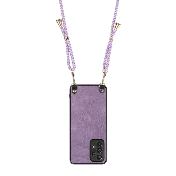For Samsung Galaxy S25+ 5G Vintage Leather PC Back Cover Phone Case with Crossbody Strap(Purple) - Galaxy S25+ 5G Cases by PMC Jewellery | Online Shopping South Africa | PMC Jewellery | Buy Now Pay Later Mobicred