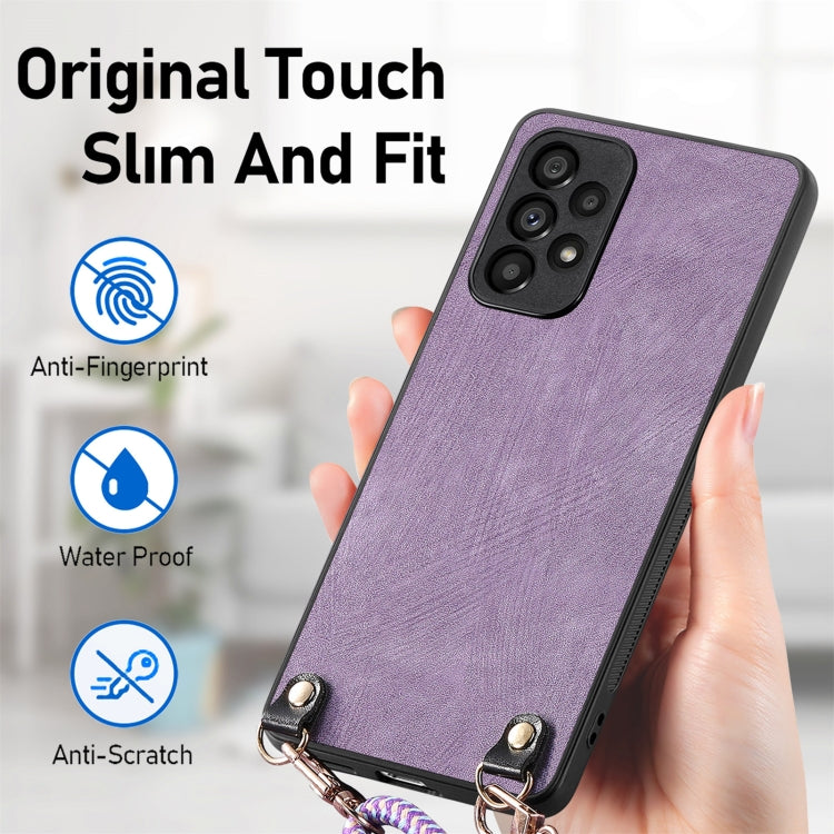 For Samsung Galaxy S25+ 5G Vintage Leather PC Back Cover Phone Case with Crossbody Strap(Purple) - Galaxy S25+ 5G Cases by PMC Jewellery | Online Shopping South Africa | PMC Jewellery | Buy Now Pay Later Mobicred