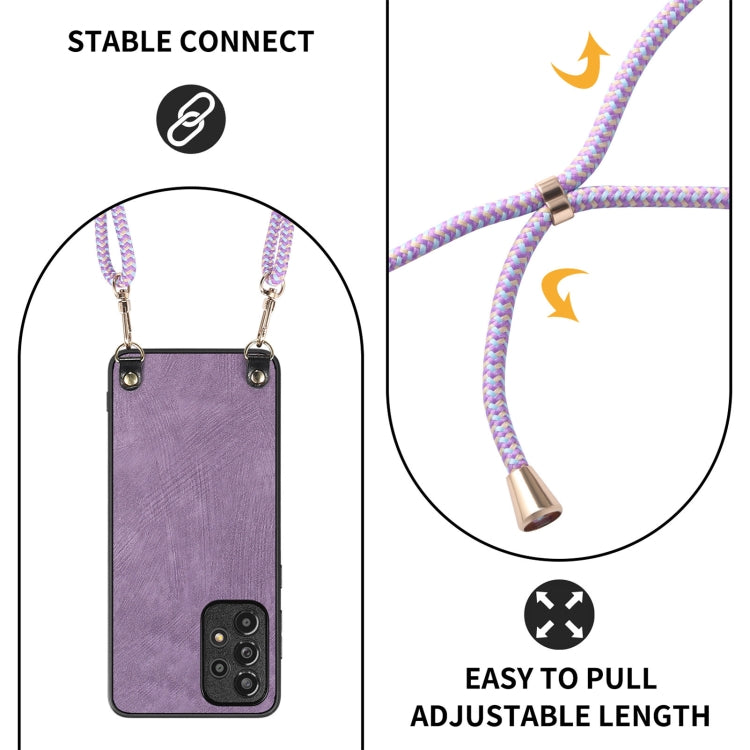 For Samsung Galaxy S25+ 5G Vintage Leather PC Back Cover Phone Case with Crossbody Strap(Purple) - Galaxy S25+ 5G Cases by PMC Jewellery | Online Shopping South Africa | PMC Jewellery | Buy Now Pay Later Mobicred