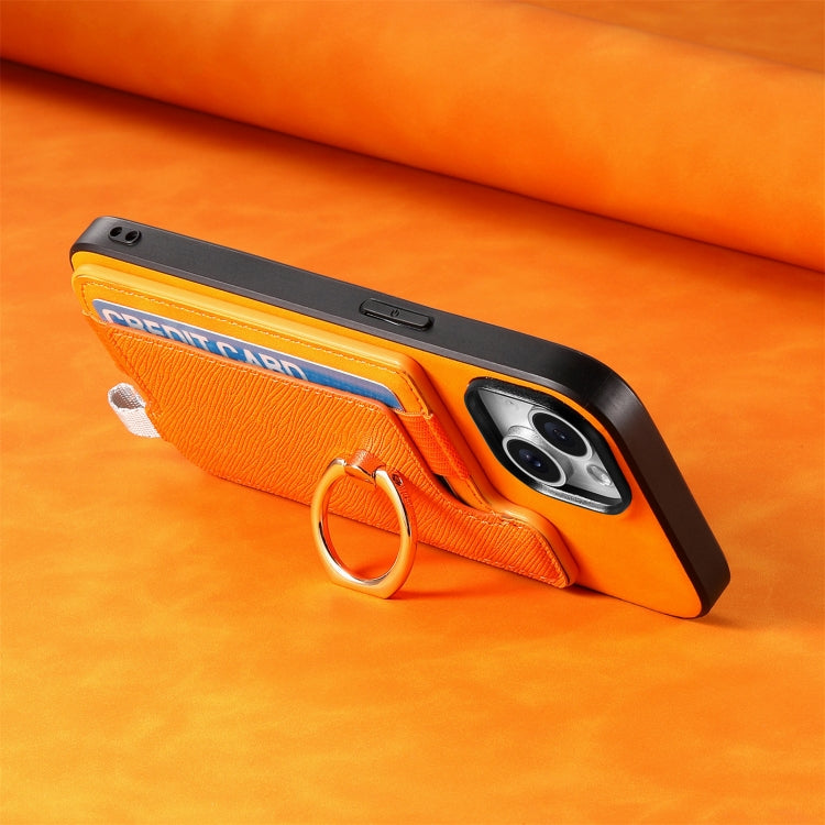 For Motorola Moto G 5G 2024 Retro Magsafe Cross Leather Ring Holder Card Bag Phone Case(Yellow) - Motorola Cases by PMC Jewellery | Online Shopping South Africa | PMC Jewellery | Buy Now Pay Later Mobicred