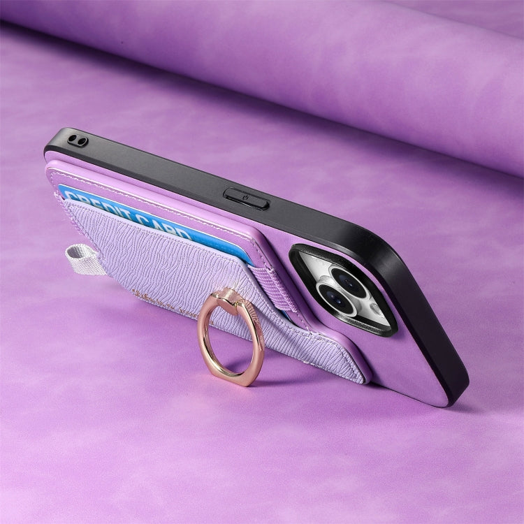 For Motorola Moto G 5G 2024 Retro Magsafe Cross Leather Ring Holder Card Bag Phone Case(Purple) - Motorola Cases by PMC Jewellery | Online Shopping South Africa | PMC Jewellery | Buy Now Pay Later Mobicred