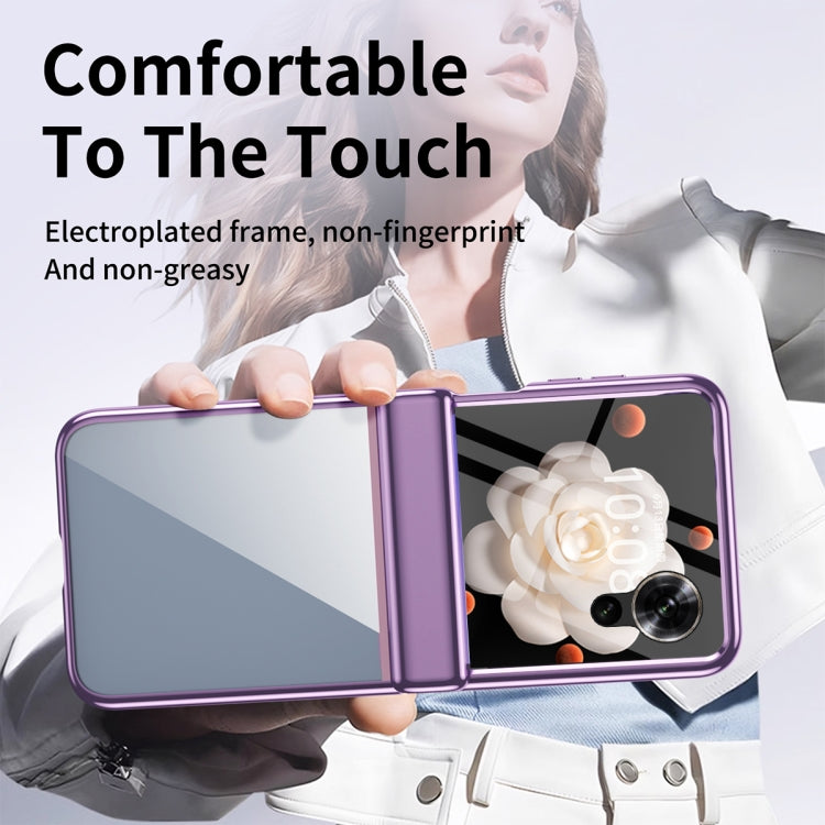 For Honor Magic V Flip Plating Transparent Folding Hinged Phone Case(Purple) - Honor Cases by PMC TechLife | Online Shopping South Africa | PMC TechLife | Buy Now Pay Later Mobicred