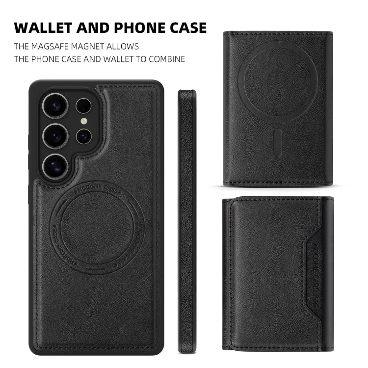 For Samsung Galaxy S25 5G Shield Multi-functional MagSafe Card Bag Phone Case(Black) - Galaxy S25 5G Cases by PMC Jewellery | Online Shopping South Africa | PMC Jewellery | Buy Now Pay Later Mobicred