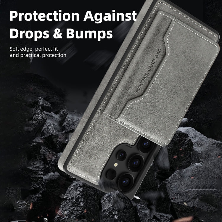 For Samsung Galaxy S25 5G Shield Multi-functional MagSafe Card Bag Phone Case(Grey) - Galaxy S25 5G Cases by PMC Jewellery | Online Shopping South Africa | PMC Jewellery | Buy Now Pay Later Mobicred