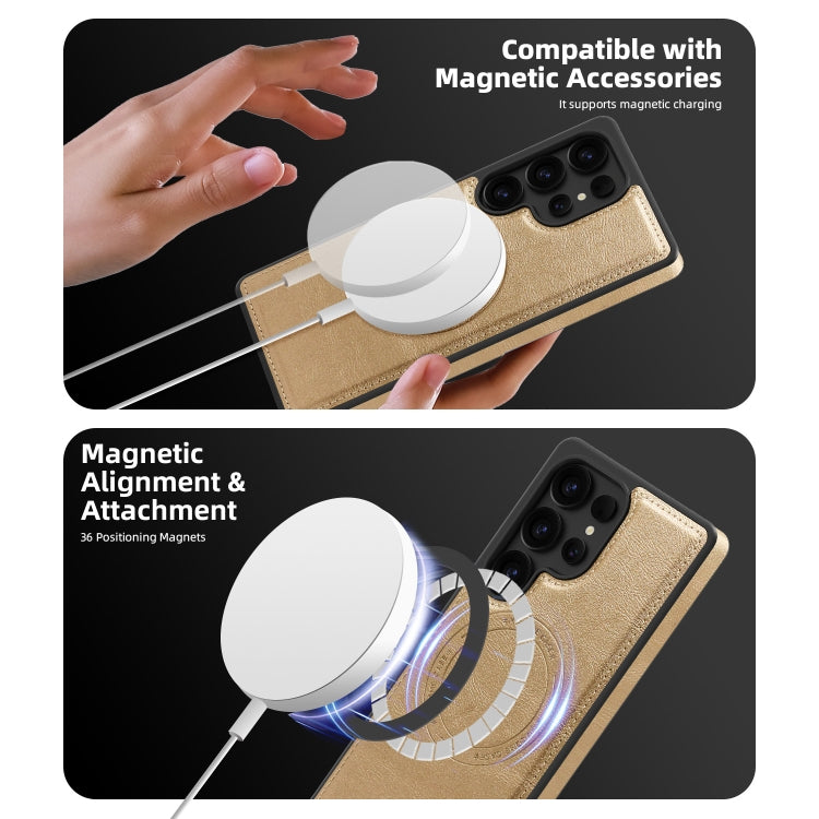 For Samsung Galaxy S25+ 5G Shield Multi-functional MagSafe Card Bag Phone Case(Desert Gold) - Galaxy S25+ 5G Cases by PMC Jewellery | Online Shopping South Africa | PMC Jewellery | Buy Now Pay Later Mobicred