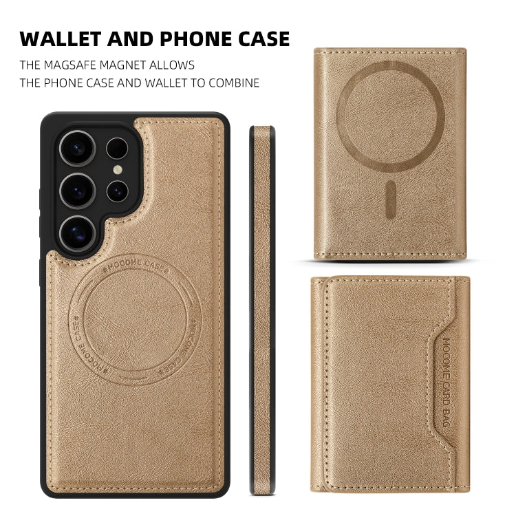 For Samsung Galaxy S25+ 5G Shield Multi-functional MagSafe Card Bag Phone Case(Desert Gold) - Galaxy S25+ 5G Cases by PMC Jewellery | Online Shopping South Africa | PMC Jewellery | Buy Now Pay Later Mobicred