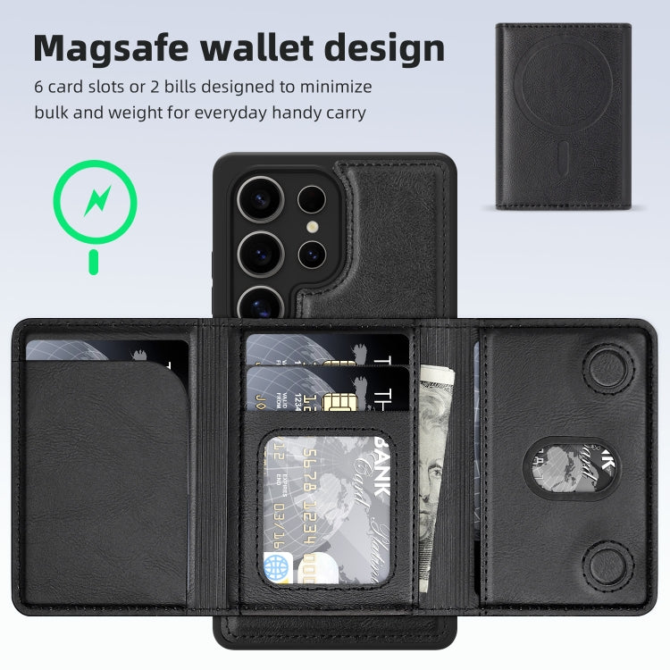 For Samsung Galaxy S25+ 5G Shield Multi-functional MagSafe Card Bag Phone Case(Black) - Galaxy S25+ 5G Cases by PMC Jewellery | Online Shopping South Africa | PMC Jewellery | Buy Now Pay Later Mobicred